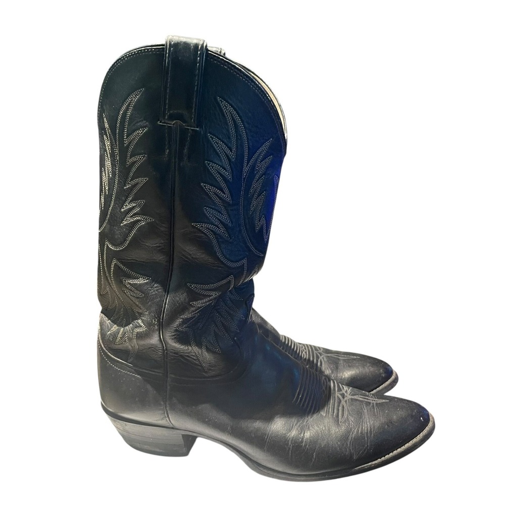 Justin Boots Black Western Cowboy Boots - Picture 2 of 9